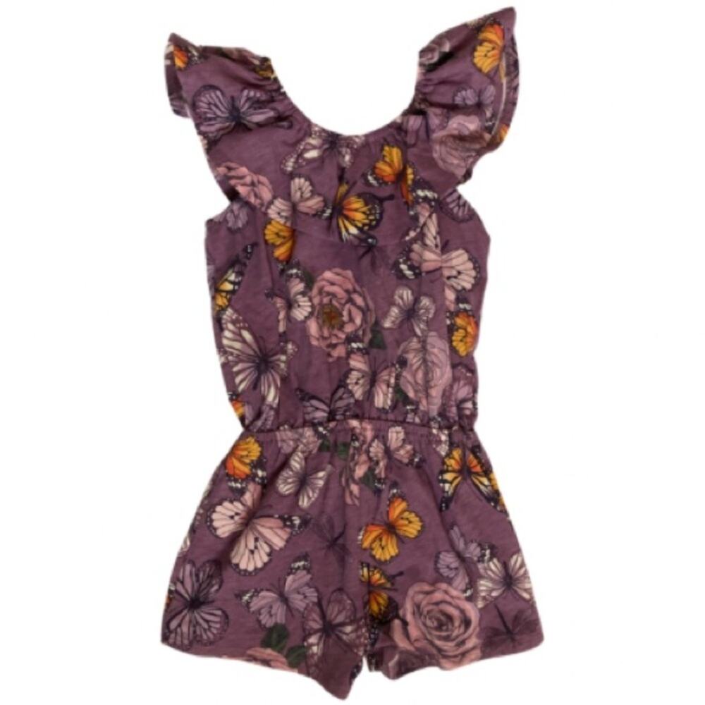 The Children’s Place Toddler Purple Butterflies Dragonflies Roses Romper 2T